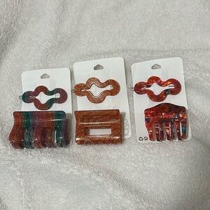 Set of 3 2-Pack ICING Hair Clips/Barrettes